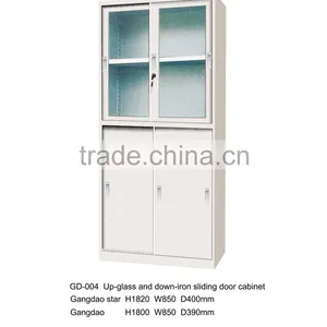 Up-glass and Down-iron Sliding Door Office Cabinet thumbnail-1