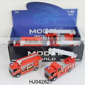 1:48 Alloy Car, Pull Back Fire Engine,pull Back Car With Sound 6pcs thumbnail-1