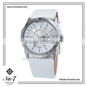 Unisex Silver Dial White Leather Strap 5ATM Resistant Watch thumbnail-1