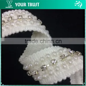 Cross Line Transparent Bugle White Pearls White Organza Trimming thumbnail-3