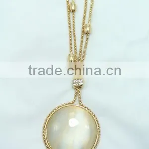 18K Gold Plating Chains Necklace & Crystal Cat-eyes Stone Necklace LN015-3 thumbnail-1