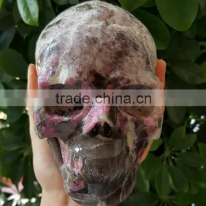 Custom Lifelike Red Tourmaline Crystal Skull Plum Blossom Quartz Crystal Skull thumbnail-4
