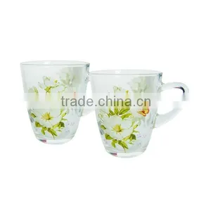 Promotion Flower Decal Printed Tea Glss Mug With Handle thumbnail-2