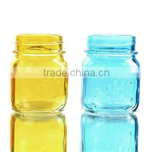 Small Colored Carving Clear Glass Mason Jars thumbnail-1