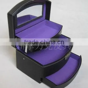 Purple Handmade Leather Jewelry Foldable Box thumbnail-1