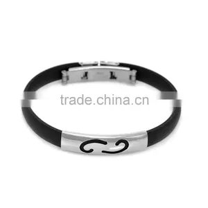 Wholesale New Arrival Stainless Steel Black Silicone Bangles With Clasp thumbnail-5