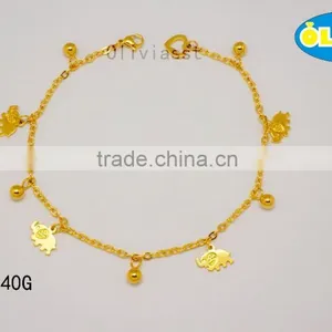 Olivia Jewelry Unique Design Stainless Steel Gold Plated Animal Elephant Charm Anklets thumbnail-1