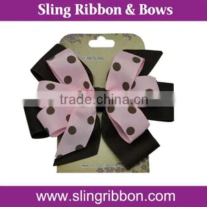 Handmade Polka Dot Ribbon Hair Clips For Women thumbnail-1