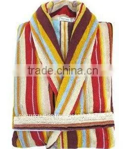 Adults 100% Cotton Stripe Long Kimono Bath Robe thumbnail-1
