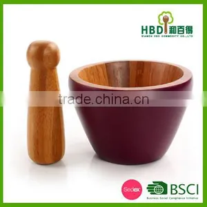 Custom Bamboo Garlic Pot and Tool,wood Mortar Pestle thumbnail-3