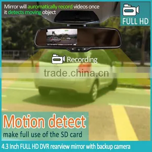 4.3" Car TFT LCD Monitor Display Mirror With Full HD DVR Recorder and Gps Tracker thumbnail-5