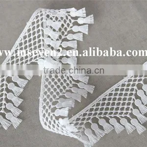 Perfect Style Tassel Lace Trim 100% Polyester Embroidery Triangle Shaped Lace in White for Garment thumbnail-4