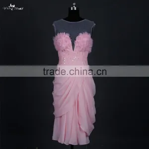 RSE677 Chiffon Design Peach Color Sexy Smart Evening Dresses Short thumbnail-1