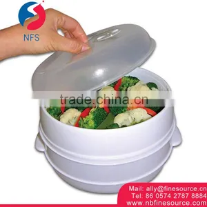 2 Tier Microwave Chinese Rice Noodle Portable Bun Vegetable Food Steamer thumbnail-1