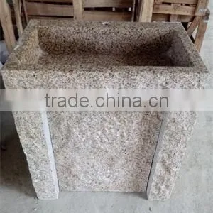 Peach Wooden Color Exellent Quality Marble Stone Bathroom Wash Basins thumbnail-4