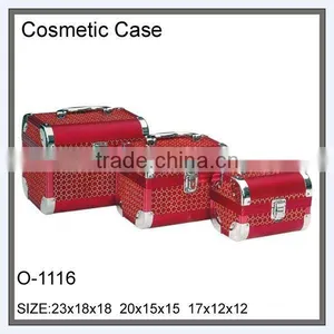 3pcs Sets Red Large Aluminum Cosmetic Case thumbnail-1