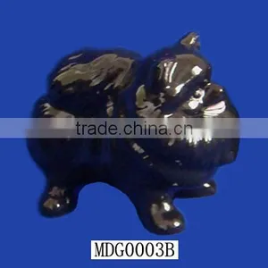 Hand Made Vintage Ceramic Dog Figurine Black Pomeranian thumbnail-1