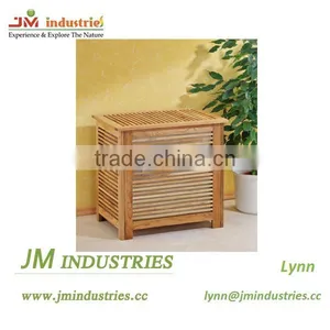 Collapsible Bamboo Laundry Basket Stand With Lid thumbnail-1