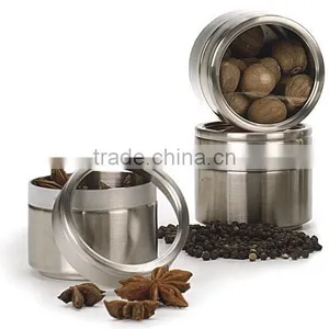 Stainless Steel Clear Top Can Jar Stackable Herbs Spice Canister With Clamp thumbnail-1