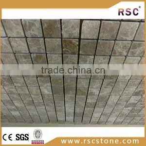 China Square Dark Emperador Brown Marble Mosaic Tile thumbnail-1