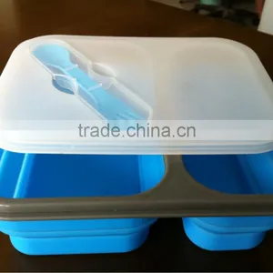 Hot Sell 2 Compartment Silicone Lunch Box,promotional Silicone Collapsible Lunch Box thumbnail-1