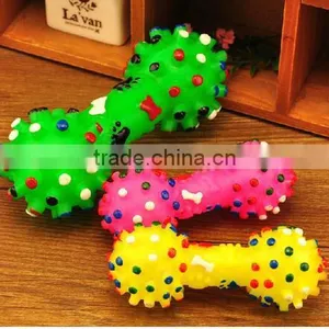 CY189 Colorful Mini Dotted Dumbbell Shaped Squeeze Squeaky Faux Bone Toys For Pet Dog Bite Game, Chien Juguetes Perros thumbnail-1