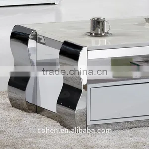 European Design Modern Mdf Stainless Steel Marble Top Coffee Table thumbnail-2