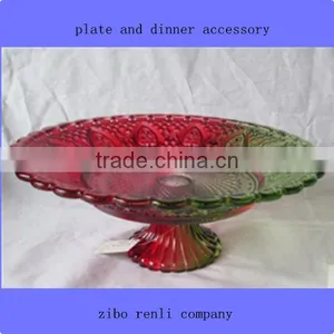 Colored Footed Glass Plate thumbnail-1