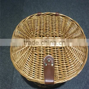 Wholesale Vintage Willow Wicker Bicycle Front Bike Basket With Storage Bicycle Baskets thumbnail-2