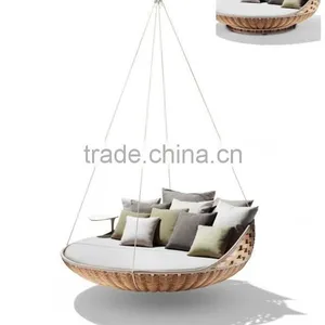 Round Rattan Outdoor Bed Swing thumbnail-1