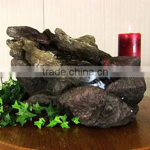 Log and Stone Tabletop Water Fountain With LED Light thumbnail-1
