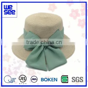 Recycled Paper Craft Straw Hat in High Quality With Bowknot Decoration thumbnail-1