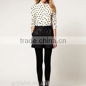 Autumn Spring 2015 Long Sleeve White Heart Printing Pattern Chiffon Blouses Shirt Women Clothing Blusas Femininas European Style thumbnail-2