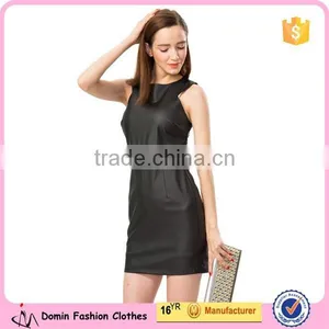 2015 New Fashion Mesh Insert Synthetic Leather Dress for Women thumbnail-1