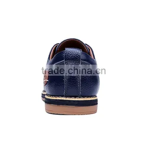 Dark Blue Genuine Leather Men Business Casual Shoes Fashion Best Quality, Lace up Relaxation Leather Shoes Men Fashion Style thumbnail-4