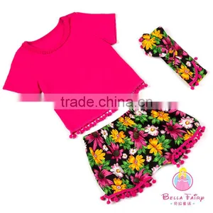 Wholesale High Fashion Kids T Shirt Lace Shorts Baby Girls Summer Boutique Outfits thumbnail-5
