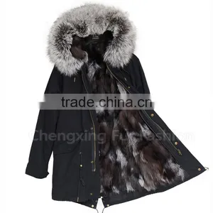 CX-G-P-12A Hot Selling Genuine Fox Fur Coat Women Real Fur Parka thumbnail-3