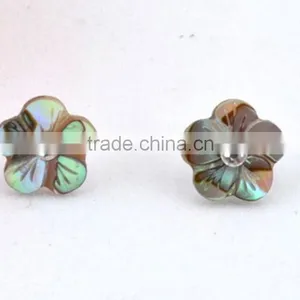 Mix Natural Abalone Shell Hoop Earrings Coconut Mosaic Earrings Round Hollow Paua Shell Earrings thumbnail-2