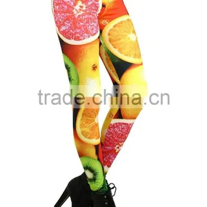 MGOO Latest Designs Soft Yoga Polyester Pants Custom Print Women Legging High Waist Fruit Print Pants thumbnail-2