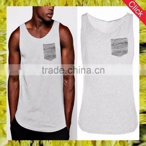 2017 Hotsale Fashion Wholesale Custom Stringer Fitness Sports Tank Top Mens Gym Sports Wear Man Knitted Pocket Vest thumbnail-1