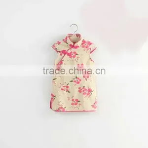 Wholesale - Girls Floral Print Dress 2016 New Style Casual Dress Big Children Girls Owl Cotton QiPao thumbnail-1
