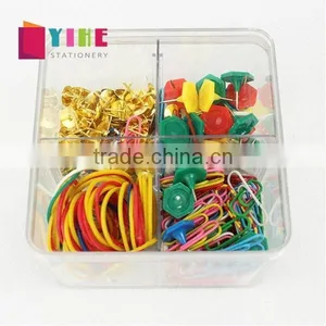 Suit Stationery Paperclip+colored Rubber+Glod Thumbtack +Hexagon Pin Set thumbnail-2
