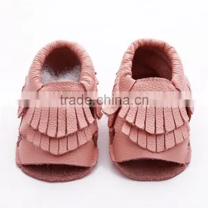 100% Cow Leather Baby Summer Fringed Moccs thumbnail-6