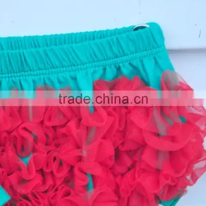 Wholesale Kids Clothes Sleeveless Baby Girls Outfits Red Bow Green Lace Trimmings Clothing Sets thumbnail-6