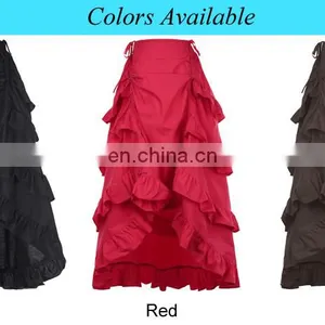 Belle Poque Retro Vintage Gothic Womens Costume Cotton Black High Low Skirt BP000222-1 thumbnail-6