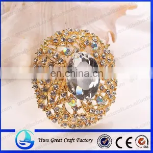 Wholesale Big Flower High-grade Lovely Crystal Diamond Brooch Fashion Jewellery Oval Diamond Brooch thumbnail-1