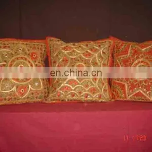 Wholesale Cotton Beads and Embroidered Work Cushion Cover 40 x 40 thumbnail-1