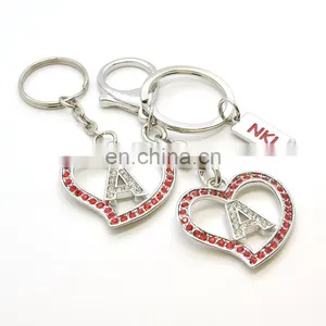 Wholesale Promotion Custom Metal Pendant 3D Gold Heart Keyring With Rhinestone thumbnail-5