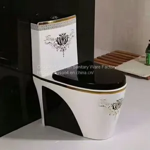 Bathroom Water Closet One Piece Black Color Toilet Bowl thumbnail-1