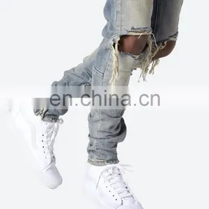 DiZNEW 2020 Knee Ripped Jeans Wholesale Ankle Zipper Custom Jeans Pants Men thumbnail-6